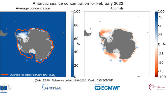 Negyven éve nem látott rossz helyzet az antarktiszi jégtakarónál - térkép