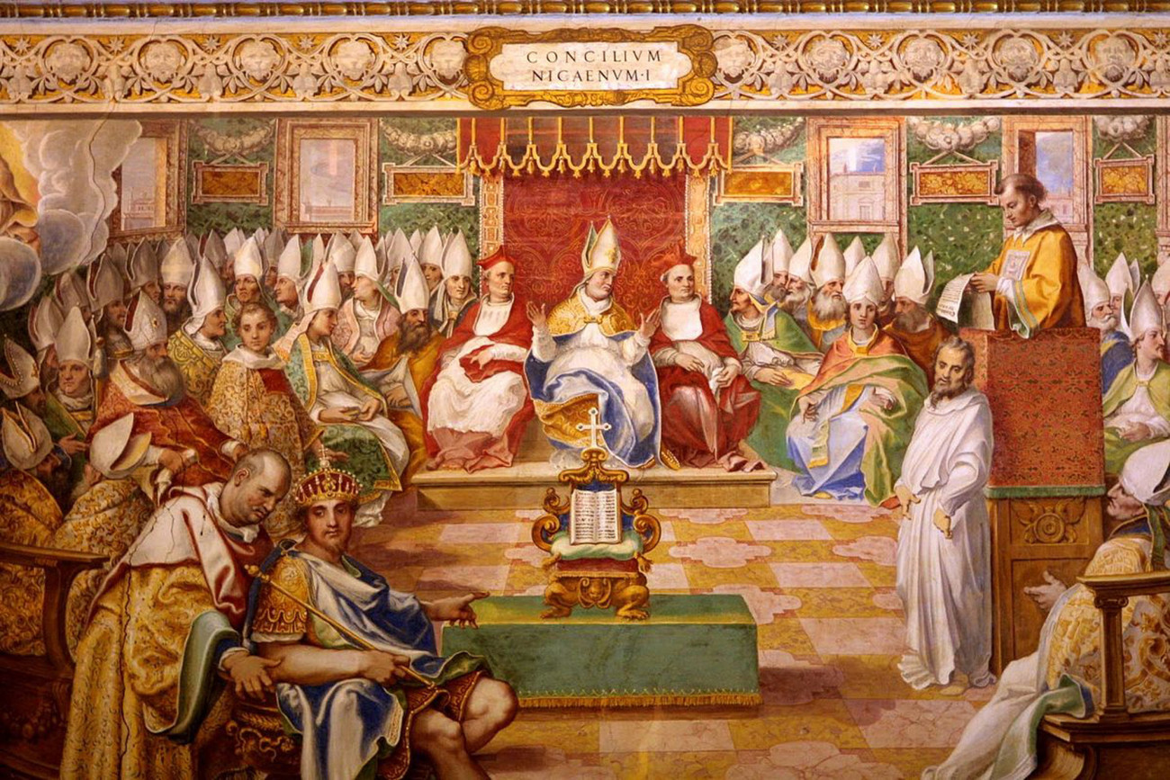 A niceai zsinatot bemutató festmény a Vatikánban
