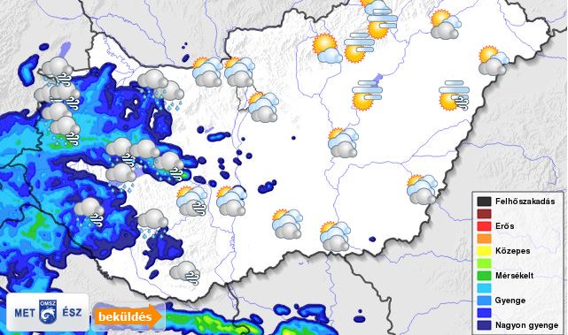 A Dunántúlon már esik. Forrás: met.hu