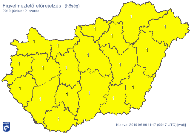 A napi középhőmérséklet 25 °C felett valószínű. (OMSZ)