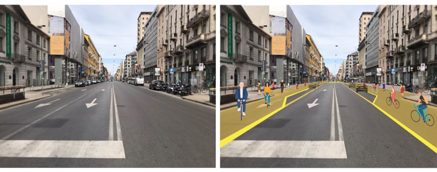 Milánó közlekedési forradalom utáni látványterve