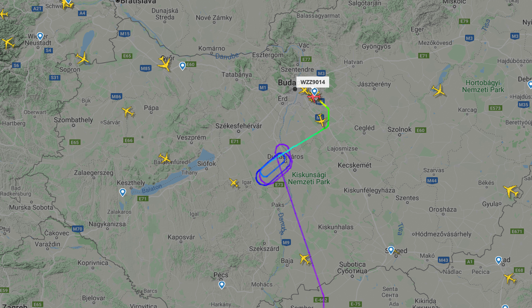 A WizzAir Bariról, Olaszországból érkező gépének útja a Flightradaron.