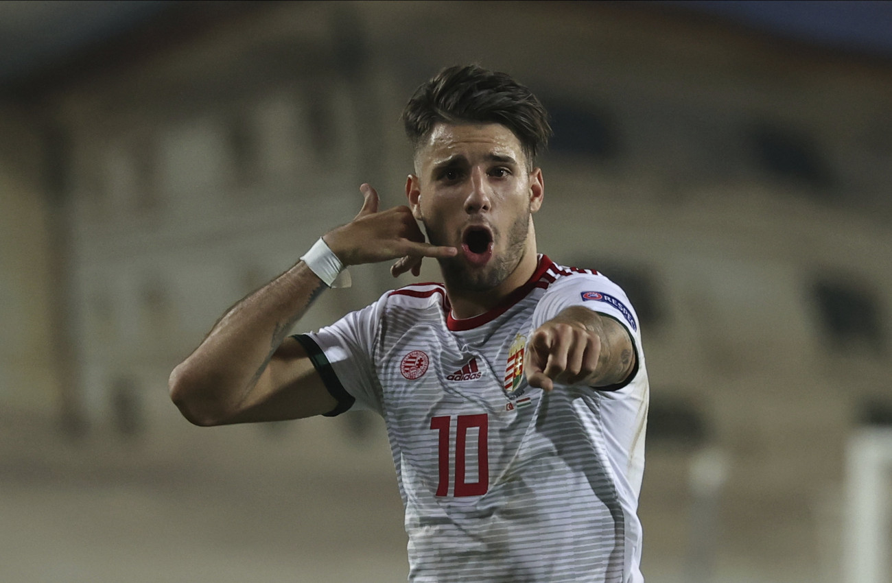 Sivas, 2020. szeptember 3.
Szoboszlai Dominik ünnepli gólját a labdarúgó Nemzetek Ligája első fordulójában játszott Törökország  Magyarország mérkőzésen a törökországi Sivasban 2020. szeptember 3-án. A magyar válogatott 1-0-ra győzött.
MTI/AP