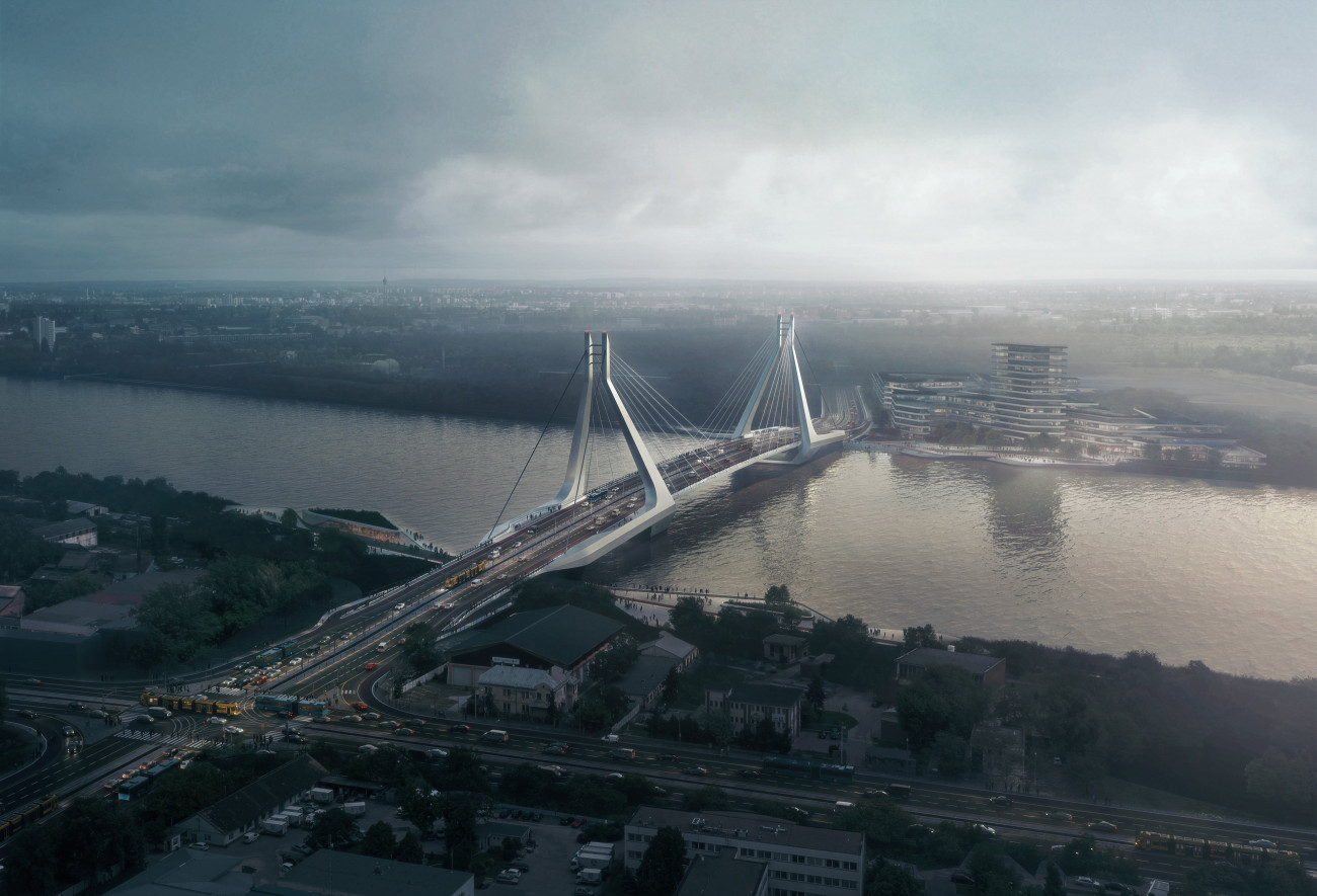 Budapest, 2018. április 20.
Az UNStudió és a Buro Happold Engineering alkotta konzorcium által 2018. április 20-án közzétett látványterv a Budapesten felépülő, Dél-Budát és Csepelt összekötő hídról.
MTI/UNStudió és a Buro Happold Engineering