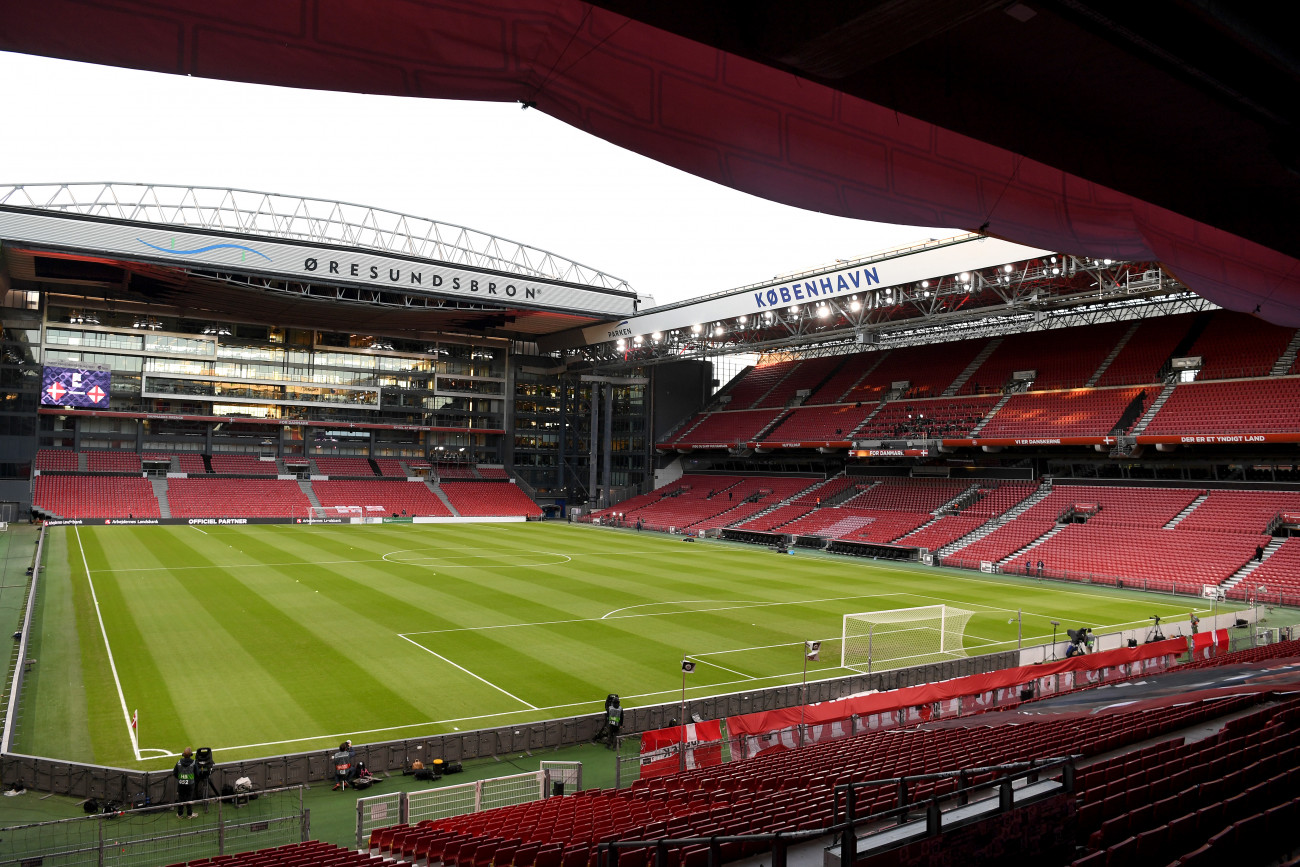COPENHAGEN, DENMARK - SEPTEMBER 08: General view inside the stadium prior to the UEFA Nations League group stage match between Denmark and England at Parken Stadium on September 08, 2020 in Copenhagen, Denmark. (Photo by Michael Regan/Getty Images)