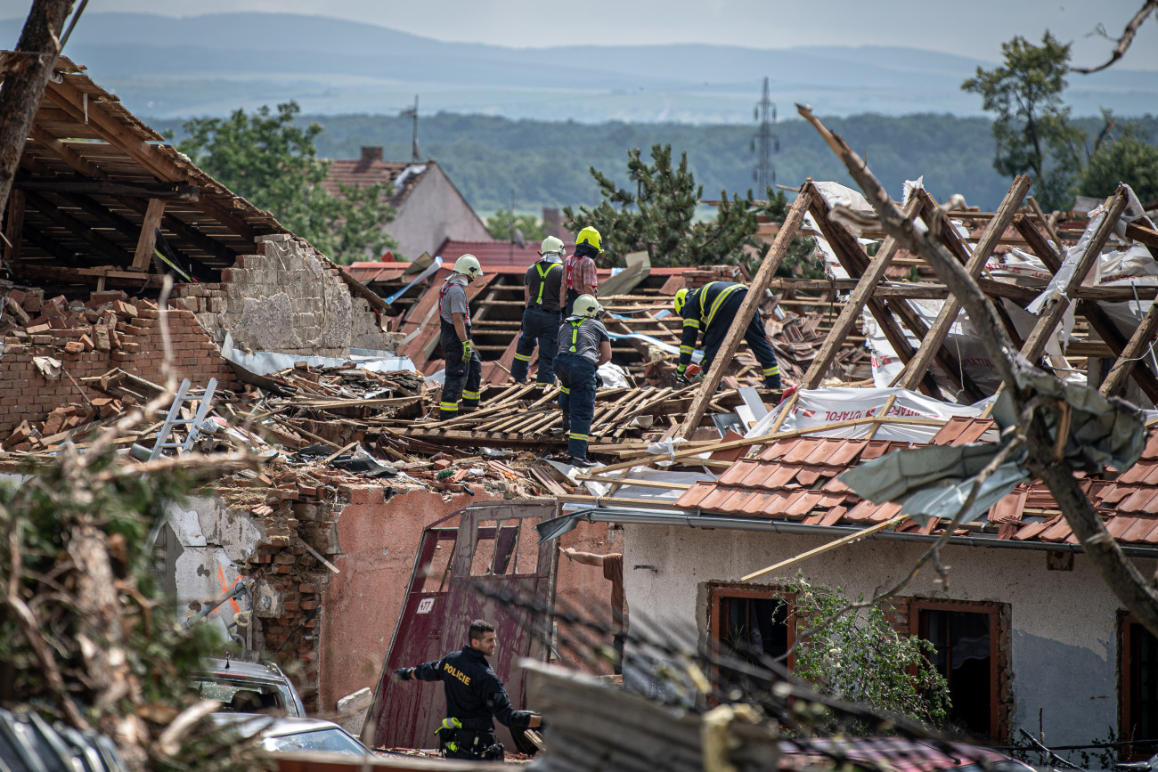 MIKULCICE - JUNE 26: Destruction of the house after a tornado hit in Mikulcice, Czech Republic on June 25, 2016 June 2021. At least three people died and dozens were injured after a rare tornado razed houses to the ground in the Czech Republic's southeast, rescuers said on June 25. (Photo by Lukas Kabon/Anadolu Agency via Getty Images)