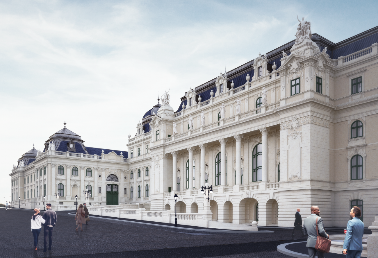 Látványterv a Budavári Palota újjászülető A és B épületéről – Forrás: Várkapitányság