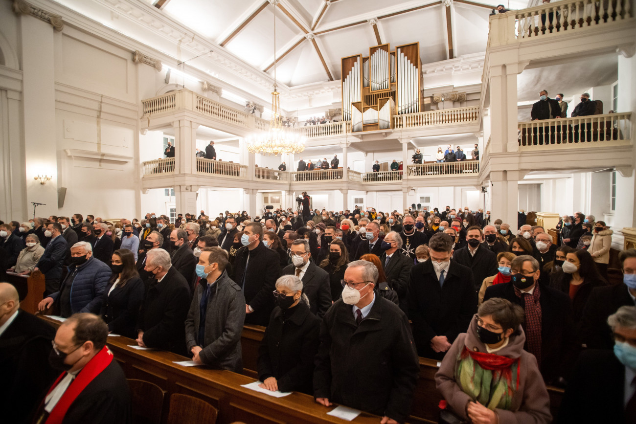 Budapest, 2022. január 16.
Az ökumenikus imahét megnyitója a Deák téri evangélikus templomban 2022. január 16-án.
MTI/Balogh Zoltán