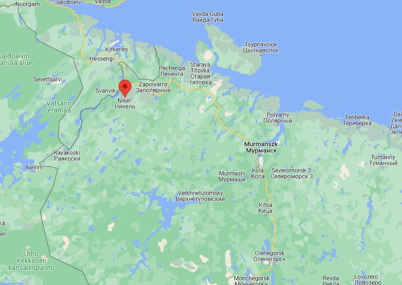 A norvég-orosz határvidék. Forrás: Google Maps