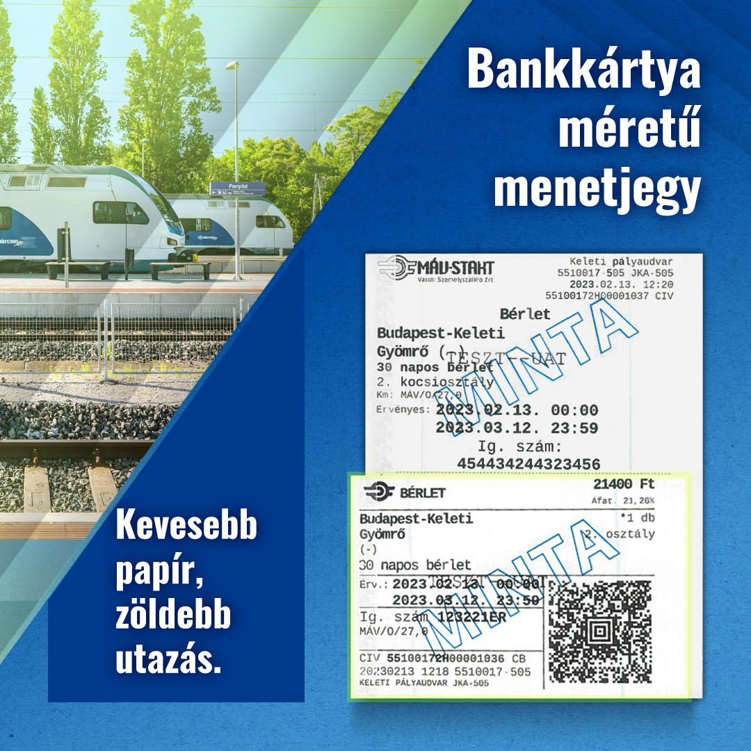 Új, bankkártya méretű vonatjegyet vezet be a MÁV-START. Forrás: MÁV-START