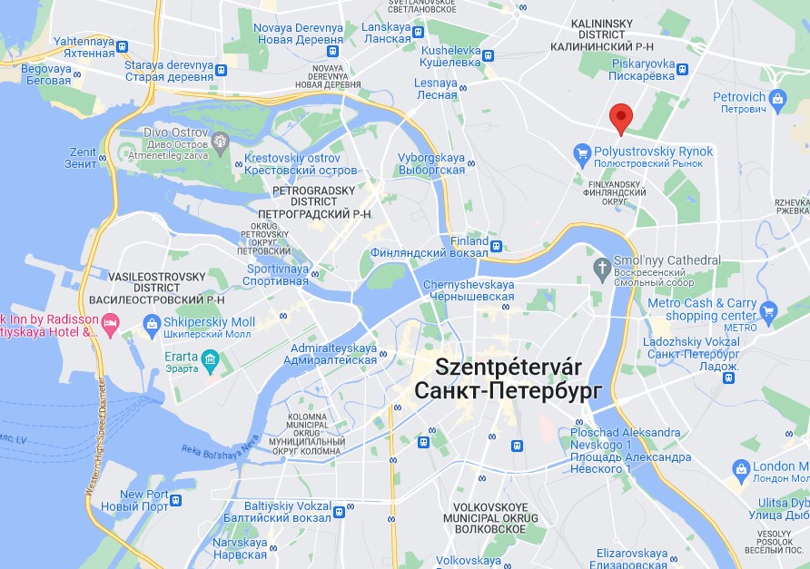 Szentpétervár Zamshina utca, ahol a rejtélyes öngyilkosság történt. Forrás:Googlemaps