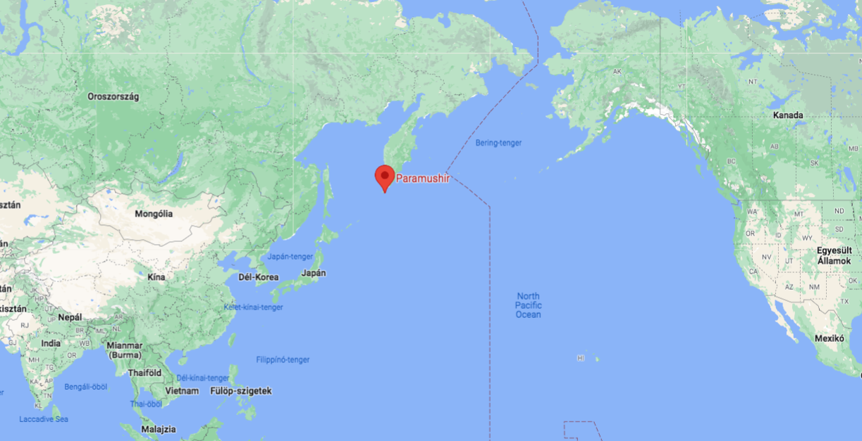 A Paramusir sziget a Google térképén