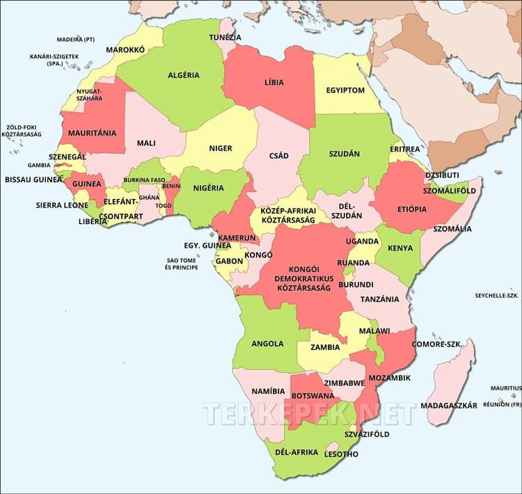 Afrika térképe. Forrás: Wikipédia