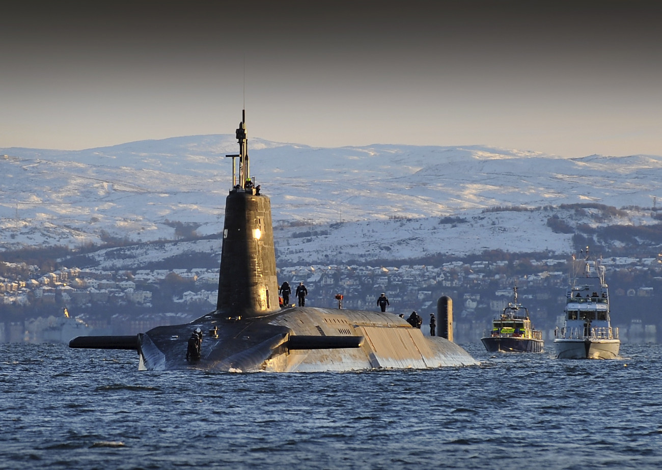 A brit királyi haditengerészet HMS Vanguard nukleáris rakétahordozó tengeralattjárója. Forrás: Wikipédia
