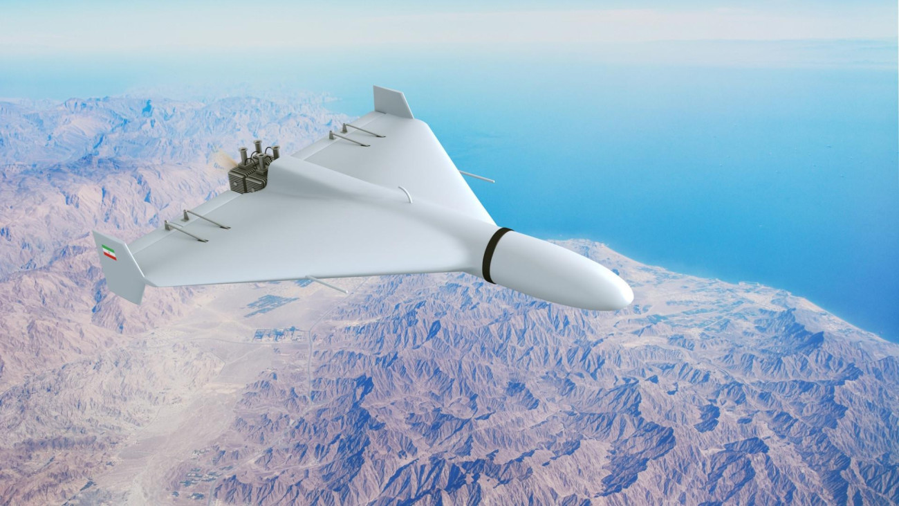 Shahed iráni öngyilkos drón. 50 kg-os robbanófejjel 2500km-re is képest csapást mérni . Forrás: Interesting Engineering