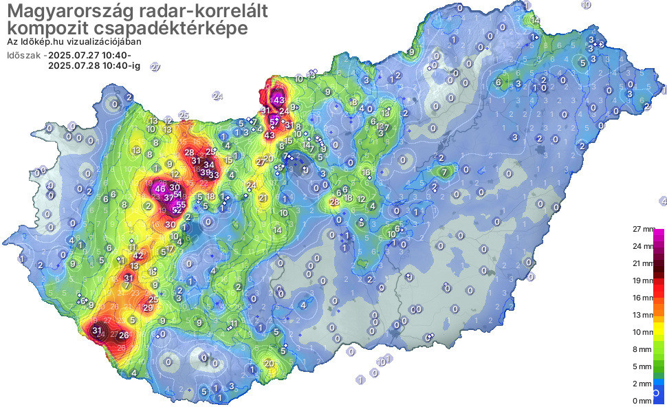 Vasárnap délelőttől hétfő délelőttig ennyi esett csapadék esett (Időkép)
