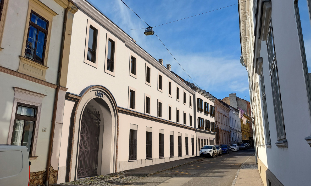 Az épületegyüttes Mária utcai frontjának látványterve. Forrás: MCC