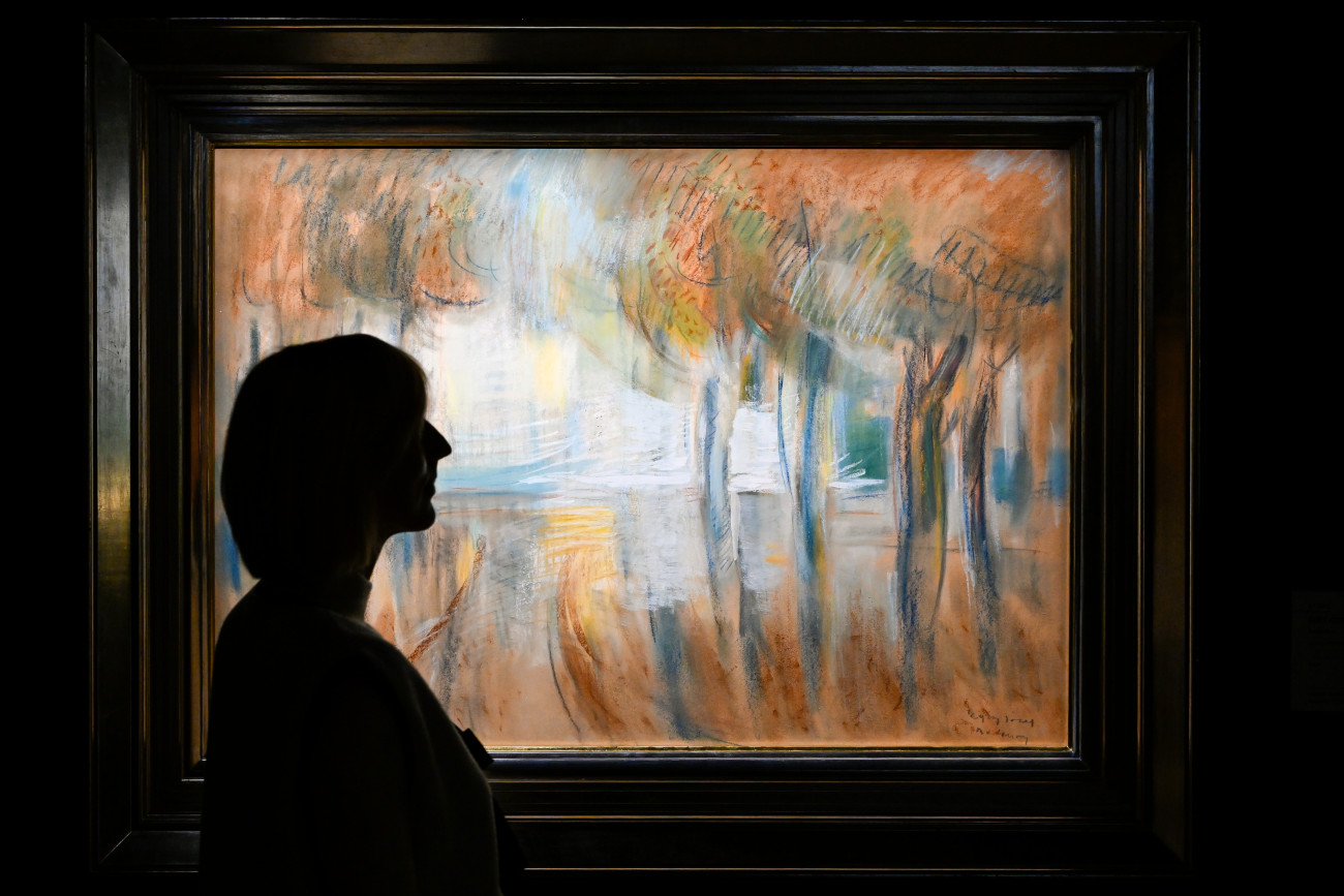 Budapest, 2025. október 3.
Egry József Badacsony címû alkotása a Virág Judit Galéria õszi aukciójának kiállításán a megnyitó elõtti napon, 2025. október 3-án.
MTI/Hegedüs Róbert