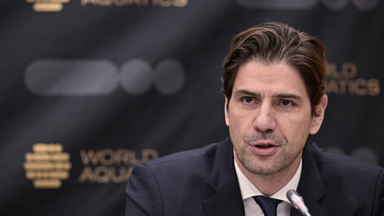 Budapest, 2025. december 15.
Madaras Norbert, a Magyar Vízilabda Szövetség elnöke a 2027-es budapesti vizes világbajnokságról tartott budapesti sajtótájékoztatón 2025. december 15-én.
MTI/Szigetváry Zsolt