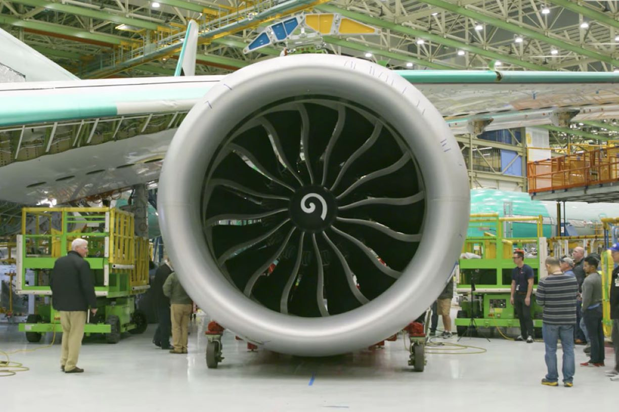 A Boeing új generációs 777-szériájának legnagyobb újdonságait az új fejlesztésű General Electric GE9X hajtóművek jelentik. Kép: Boeing