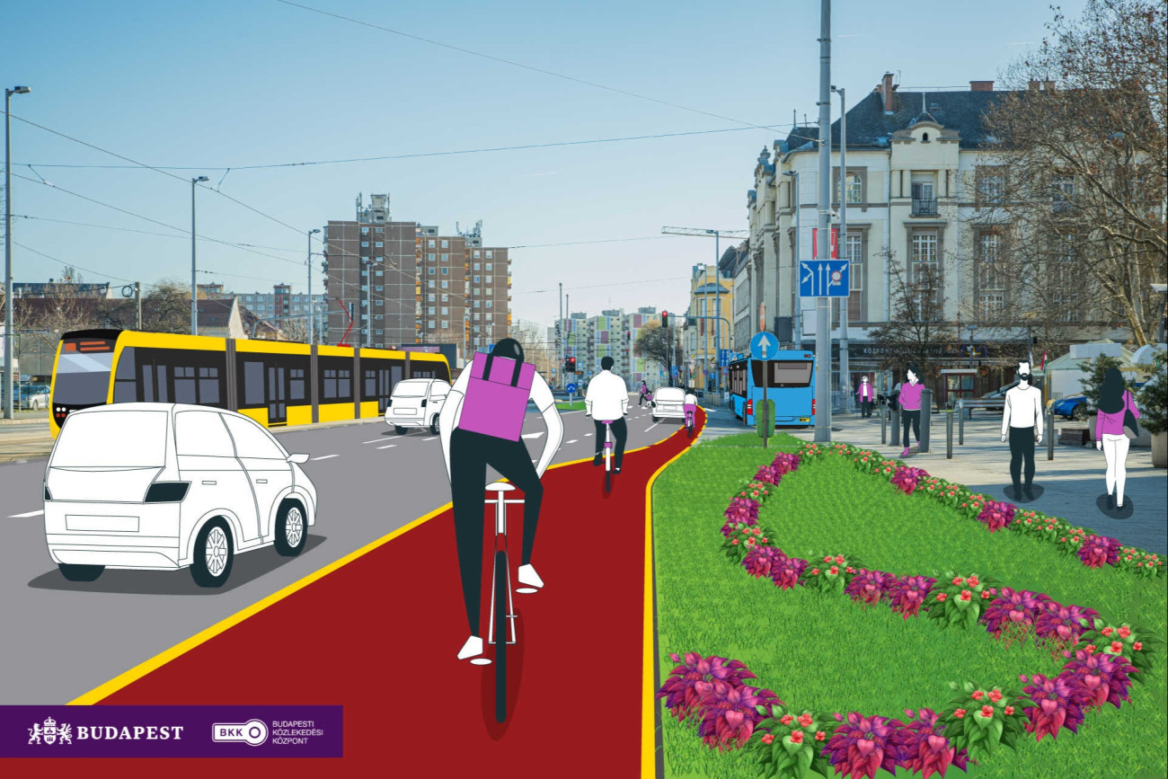 Az felújított István út és Pozsonyi utca látványterve. Forrás: BKK