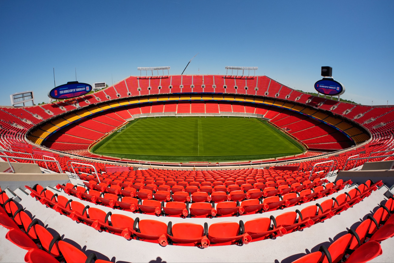 Kansas City, 2026. május 12.
A most Kansas City Stadionnak átnevezett Arrowhead Stadion, a 2026-os labdarúgó-világbajnokság egyik helyszíne a Missouri állambeli Kansas Cityben 2026. május 11-én.
MTI/AP/Charlie Riedel