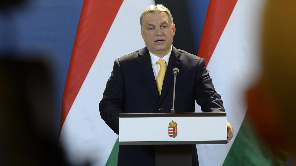 Orbán Viktor miniszterelnök nemzetközi sajtótájékoztatót tart az április 8-i országgyűlési képviselő-választással kapcsolatban az Országházban 2018. április 10-én.