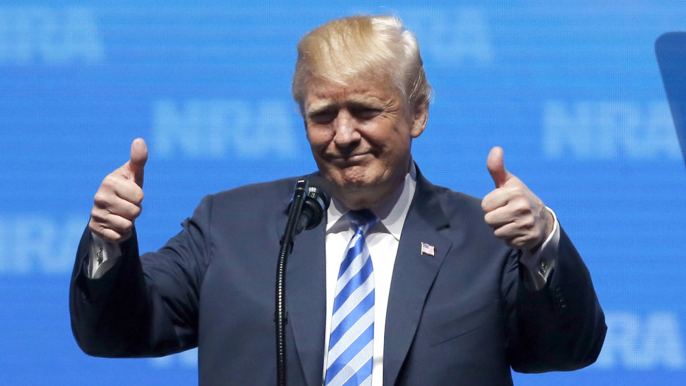 Dallas, 2018. május 4.Donald Trump amerikai elnök az amerikai Nemzeti Fegyverszövetség (NRA) évenkénti kongresszusán a texasi Dallasban 2018. május 4-én. (MTI/AP/Sue Ogrocki)