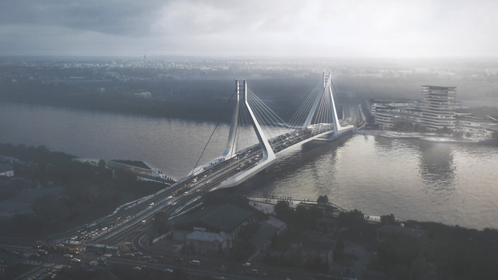 Az UNStudio és a Buro Happold Engineering tervezőiroda közös, győztes tervpályázata a Dél-Budát és Csepelt összekötő új Duna-híd megépítésére az Új híd a Dunán - 15+1 híd Budapesten című kiállítás megnyitóján a fővárosi Ganz Ábrahám Öntödei Gyűjtemény múzeumban 2018. május 28-án. A szeptember 16-ig megtekinthető tárlatot a Magyar Műszaki és Közlekedési Múzeum szervezte.