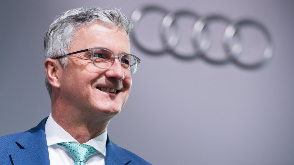 Ingolstadt, 2018. március 15.Rupert Stadler, az Audi vezérigazgatója a német járműipari cég előző évi mérlegét ismertető sajtóértekezleten a társaság ingolstadti székházában 2018. március 15-én. (MTI/EPA/Lukas Barth)