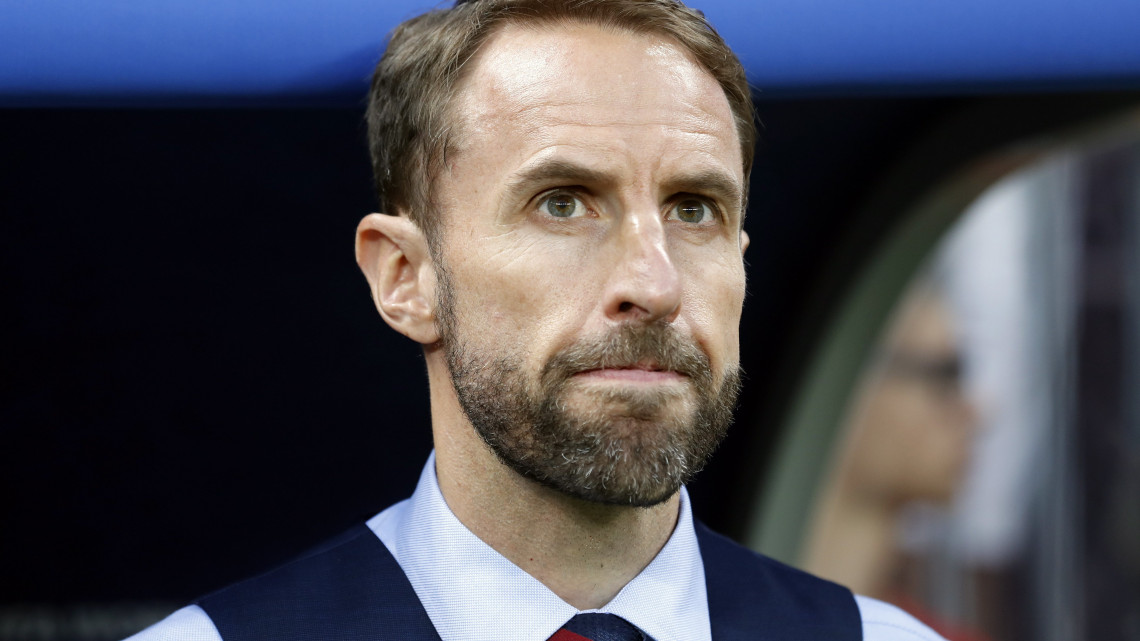 Moszkva, 2018. július 11.Gareth Southgate angol szövetségi kapitány az oroszországi labdarúgó-világbajnokság elődöntőjében játszott Horvátország - Anglia mérkőzésen a moszkvai Luzsnyiki Stadionban 2018. július 11-én. (MTI/EPA/Felipe Trueba)