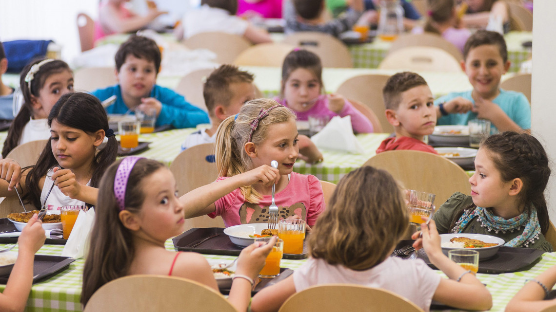 Diákok ebédelnek a nyíregyházi Görögkatolikus Általános Iskola ebédlőjében 2014. május 9-én. Megjelent a szeptember elsejétől hatályos közétkeztetésről szóló rendelet, amely részletesen szabályozza a többek között az iskolai menzákon, kórházakban adandó ételek elkészítését és tápanyagtartalmát. Tilos lesz többek között a szénsavas, vagy cukrozott üdítő, a magas zsírtartalmú húskészítmény, s rögzítették azt is, hogy nem tehetnek az asztalra só- és cukortartót. Előírták továbbá, hogy a közétkeztetésben fokozatosan csökkenteni kell a napi bevitt só mennyiségét.