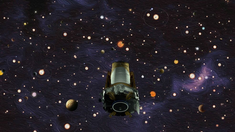 A NASA amerikai űrhivatal által 2018. október 30-án közreadott számítógépes grafika a Kepler űrteleszkópról. A NASA aznap bejelentette, hogy elfogyott az exobolygóvadász üzemanyaga, így kivonják a forgalomból, mert már nem tud adatokat küldeni, vagy fogadni. A 2009-ben Föld-körüli pályára állított űrteleszkóp több ezer naprendszeren kívüli bolygót talált, de 2013 óta korlátozott üzemmódban működik. A teleszkóp TESS (Transiting Exoplanet Survey Satellite) elnevezésű utódját 2018. áprilisban indították útjára.