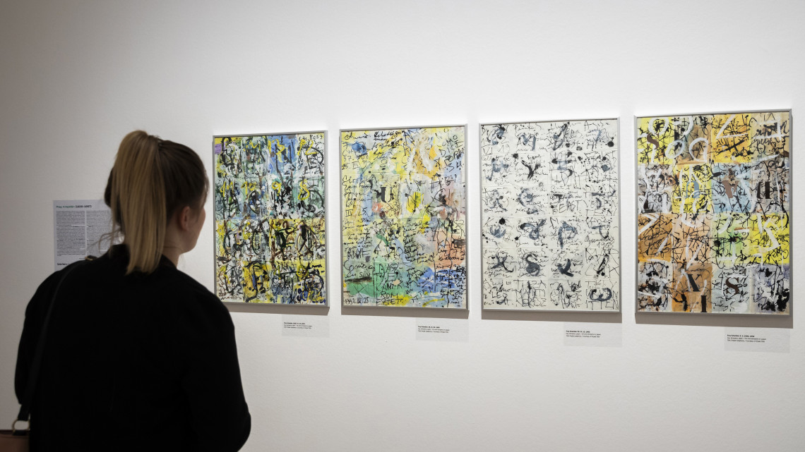 Frey Krisztián alkotása az Iparterv 50+ című kiállítás megnyitója előtti sajtóbejáráson a Ludwig Múzeum - Kortárs Művészeti Múzeumban 2019. január 31-én.