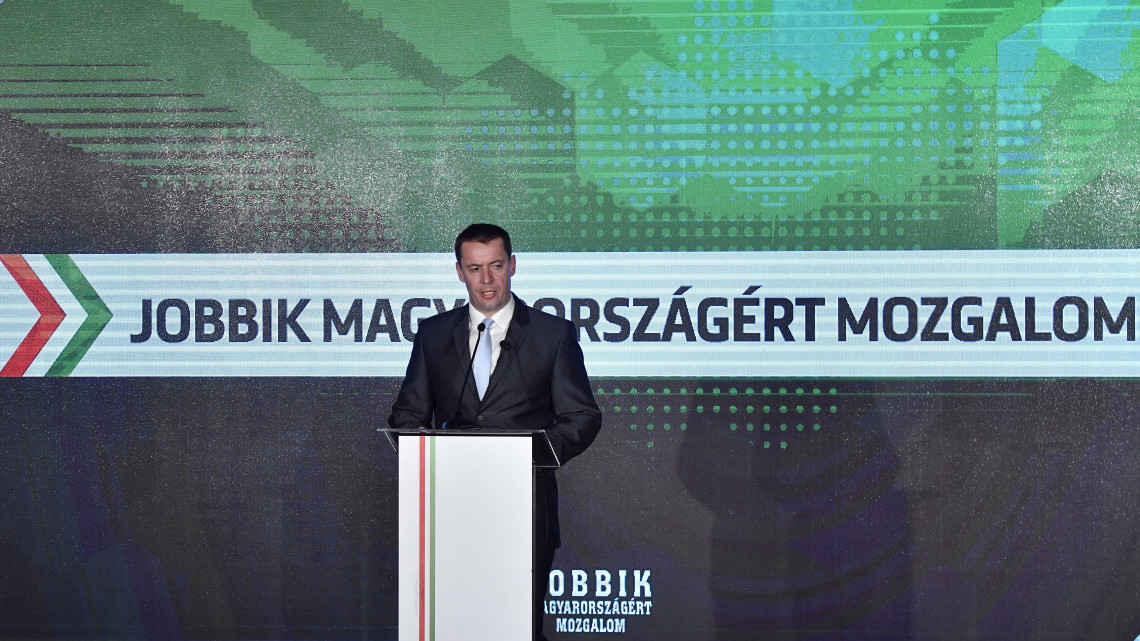 Sneider Tamás, a Jobbik elnöke a párt évadnyitó rendezvényén a budapesti Dürer Kertben 2019. február 2-án.