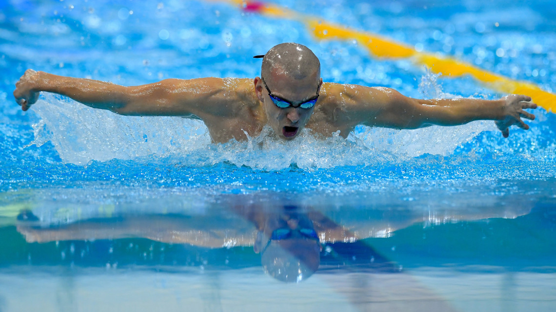 Cseh László a 200 méteres pillangóúszás döntőjében az úszók országos bajnokságán a Debreceni Sportuszodában 2019. március 27-én.