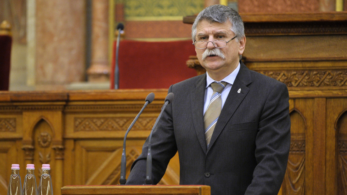 Kövér László, az Országgyűlés elnöke beszédet mond a magyar bírói függetlenséget garantáló törvény elfogadásának 150. évfordulója alkalmából tartott konferencián az Országházban 2019. április 24-én.