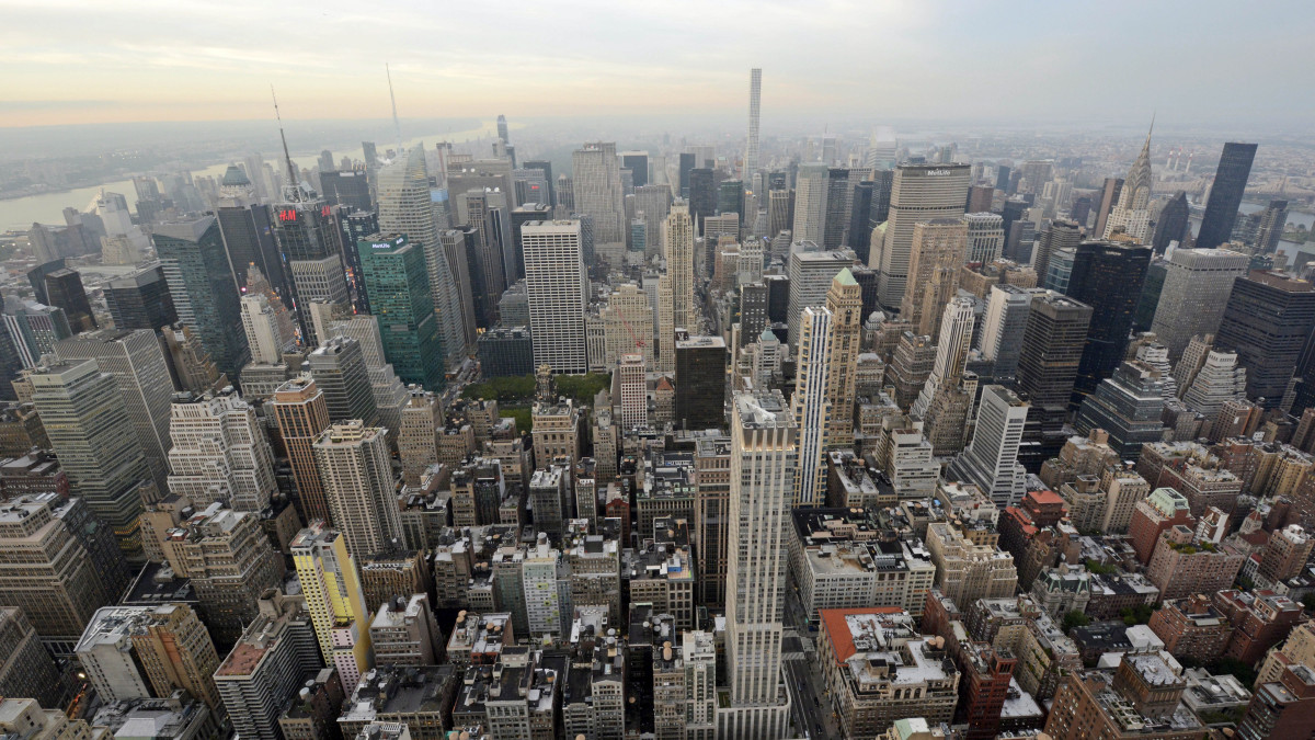 Manhattan középső része az Empire State Building-ről fotózva. Bal oldalon a Hudson folyó látható. MTVA/Bizományosi: Lehotka László  *************************** Kedves Felhasználó!