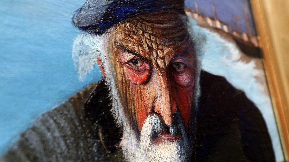 Csontváry Kosztka Tivadar Az öreg halász című, restaurálás után visszahelyezett festménye a miskolci Herman Ottó Múzeum képtárában 2017. december 15-én.