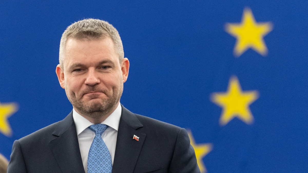 Peter Pellegrini szlovák miniszterelnök az Európa jövőjéről rendezett vitán az Európai Parlament strasbourgi üléstermében 2019. március 12-én.