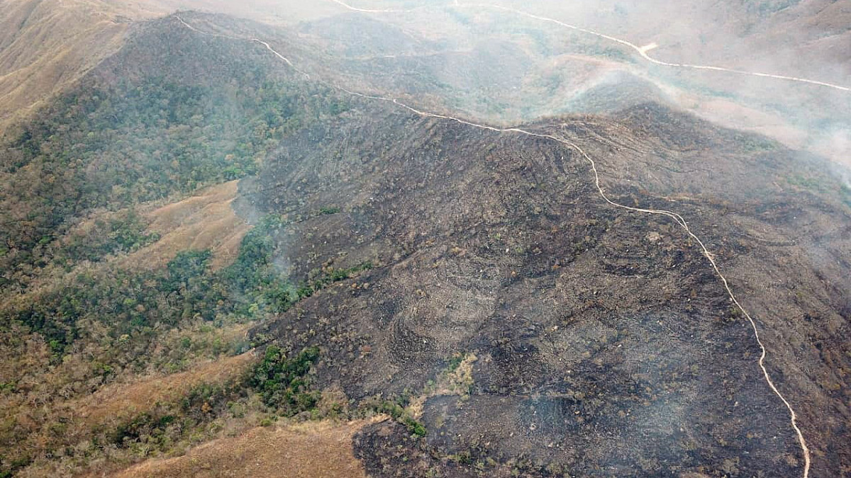 A Mato Grosso brazil szövetségi állam tűzoltósága által közreadott kép a Chapada dos Guimaraes nemzeti parkban pusztító erdőtűzről 2019. augusztus 23-án. Az Amazonas vidékén napok óta erdőtüzek pusztítanak. A Föld tüdejének is nevezett amazonasi esőerdő a legnagyobb a világon. Létfontosságú a szén-dioxid elnyelésében, ezáltal lassítja a globális felmelegedést. Hozzávetőleg egymillió őslakos és hárommillió növény- és állatfaj él a vidéken.