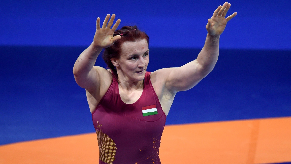 Sastin Marianna a női 62 kilogrammos súlycsoport bronzmérkőzése után a budapesti birkózó-világbajnokságon a Papp László Budapest Sportarénában 2018. október 25-én. A magyar versenyző kikapott és az ötödik helyen végzett.