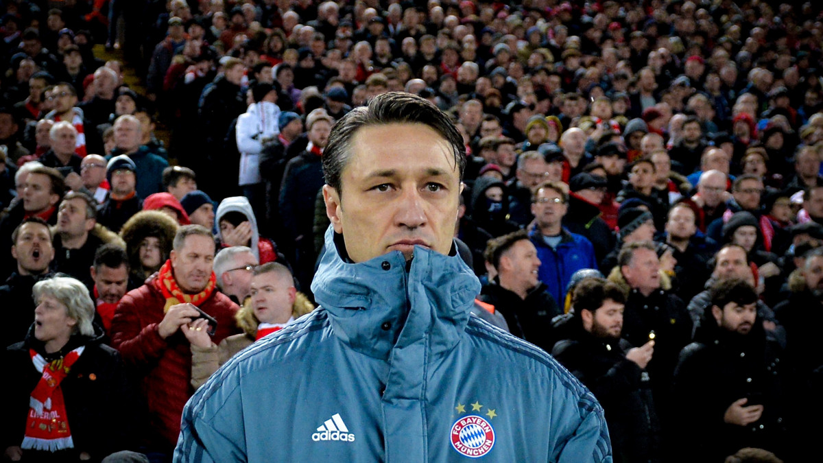Niko Kovac, a Bayern München vezetőedzője a labdarúgó Bajnokok Ligája nyolcaddöntőjében játszott FC Liverpool - Bayern München mérkőzésen a liverpooli Anfield Stadionban 2019. február 19-én.