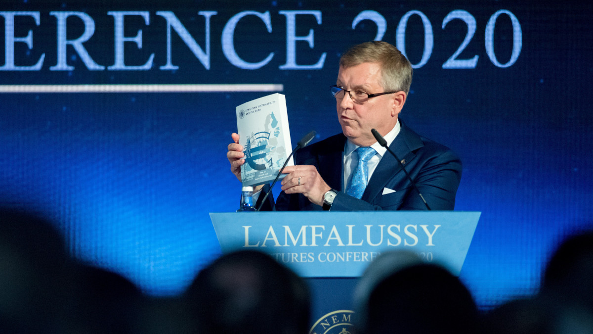 Matolcsy György, az MNB elnöke beszél a Magyar Nemzeti Bank (MNB) által rendezett Lámfalussy Lectures Konferencián Budapesten 2020. január 20-án.