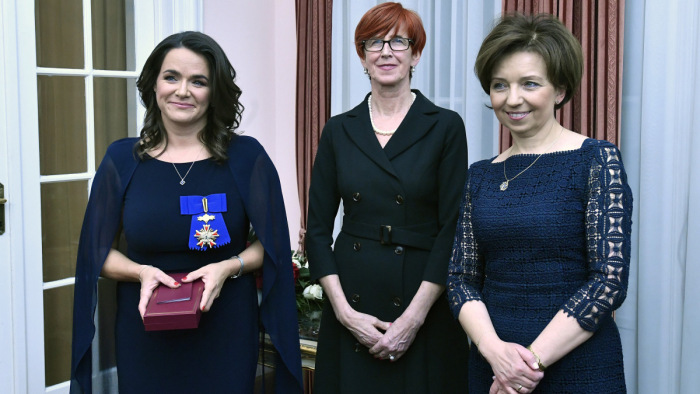 Rangos lengyel kitüntetést kapott Novák Katalin