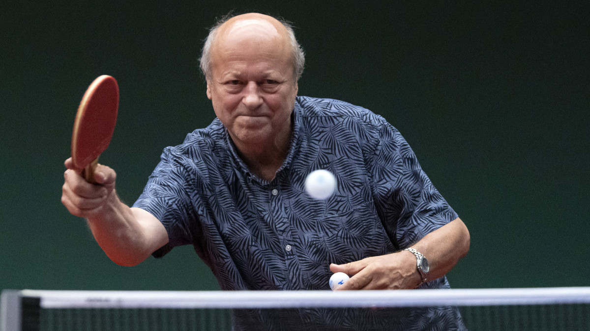 Jónyer István négyszeres világ- és négyszeres Európa-bajnok asztaliteniszező a 70. születésnapja alkalmából rendezett gálán az Ormai László Asztalitenisz Csarnokban 2020. augusztus 4-én.