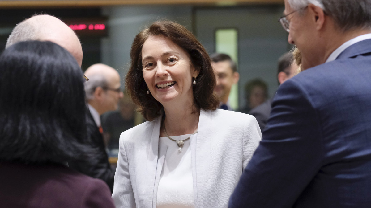 Katarina Barley német igazságügyi és fogyasztóvédelmi miniszter az Európai Unió tagállamai igazságügy-minisztereinek brüsszeli tanácskozásán 2019. március 8-án.