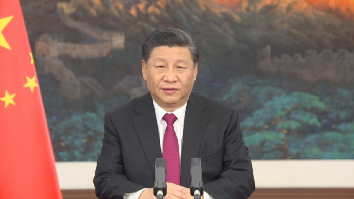 A Világgazdasági Fórum által közreadott, videofelvételről készített képen Hszi Csin-ping kínai elnök videokonferencia keretében vesz részt a Világgazdasági Fórumon a svájci Davosban 2021. január 25-én. 