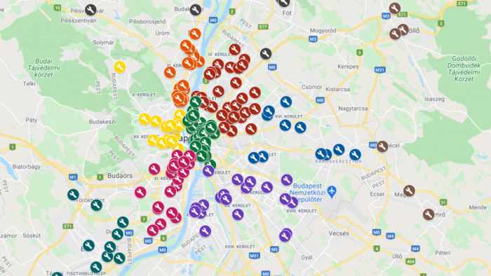 Térképen Budapest és környéke összes bringaszervize