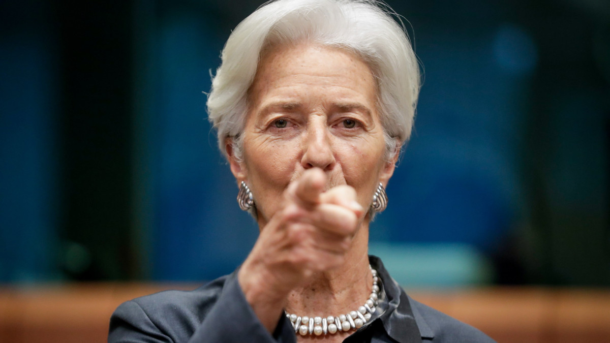 Christine Lagarde, az Európai Központi Bank elnöke az euróövezet pénzügyminisztereit tömörítő Eurócsoport brüsszeli tanácskozásán 2020. január 20-án.
